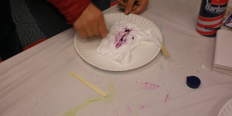 Making Marbled Paper with shaving cream and food coloring